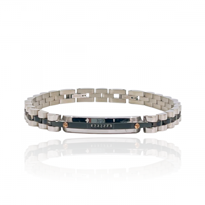 BRACCIALE UOMO PIASTRINA CON VITE E STRASS - RD2277200D52/D53