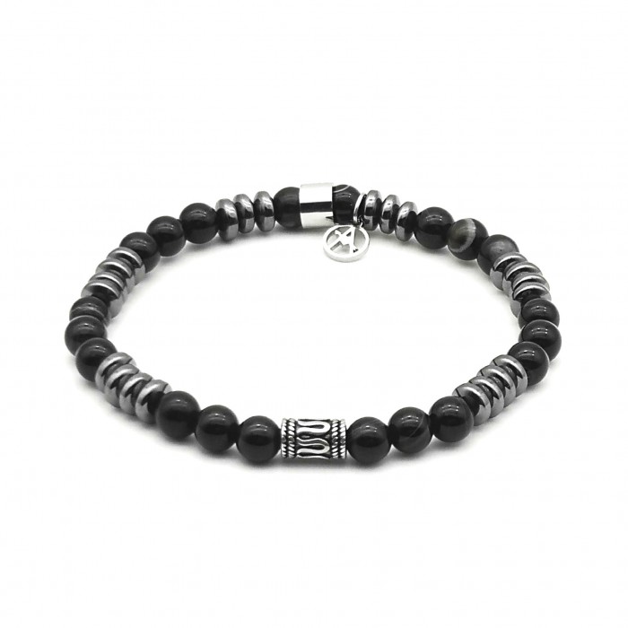 BRACCIALE UOMO CON PERLINE PIETRA - KM2131388A99