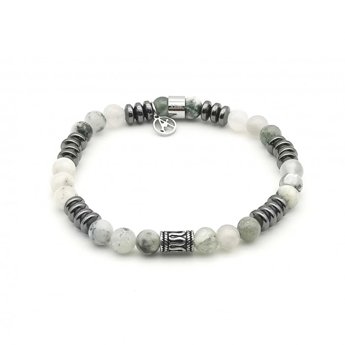 BRACCIALE UOMO CON PERLINE PIETRA - KM2131388B1