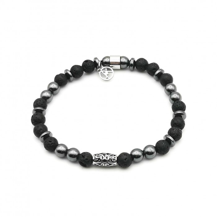 BRACCIALE UOMO CON PERLINE PIETRA - KM2131388B11