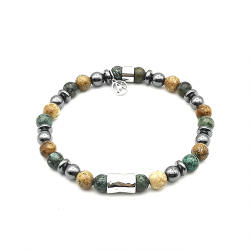 BRACCIALE UOMO CON PERLINE IN PIETRA - KM2131388B15