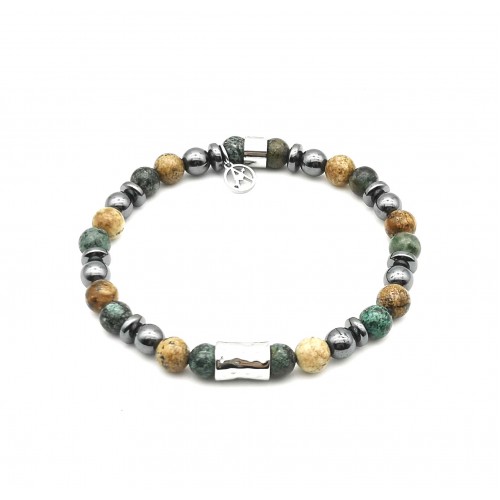 BRACCIALE UOMO CON PERLINE PIETRA - KM2131388B15