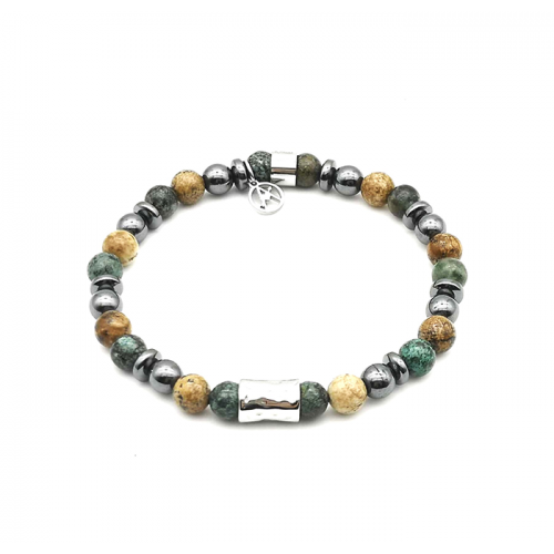 BRACCIALE UOMO CON PERLINE IN PIETRA - KM2131388B15