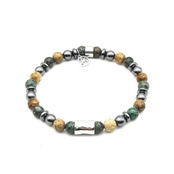 BRACCIALE UOMO CON PERLINE PIETRA - KM2131388B15