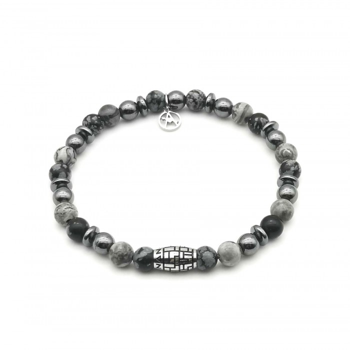 BRACCIALE UOMO CON PERLINE PIETRA - KM2131388B7