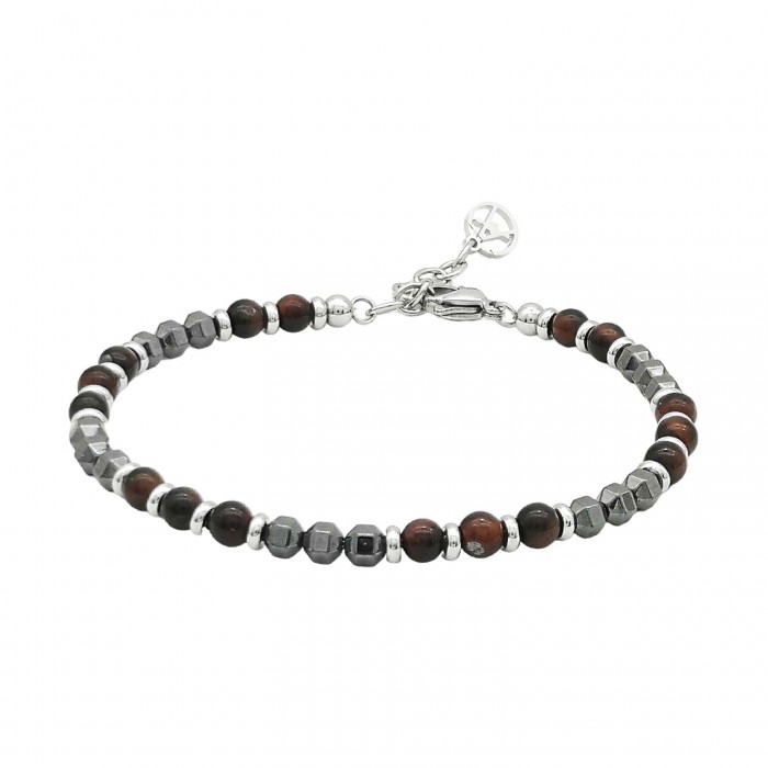 BRACCIALE UOMO CON PERLINE PIETRA - KM2131392A88