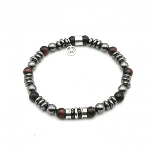 BRACCIALE UOMO CON PERLINE PIETRA - KM2131396B12