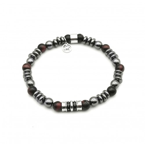 BRACCIALE UOMO CON PERLINE PIETRA - KM2131396B12