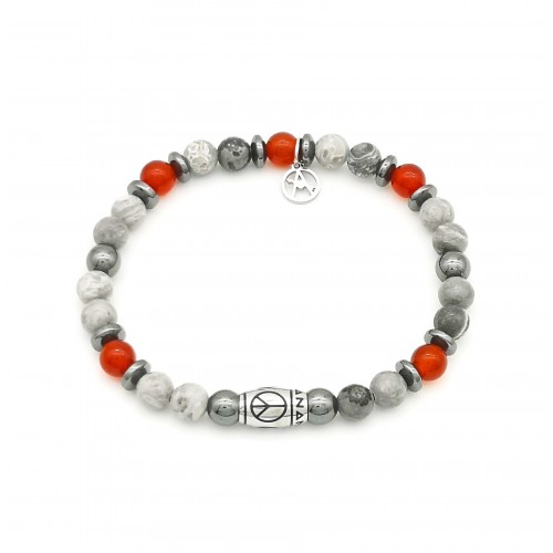 BRACCIALE UOMO CON PERLINE PIETRA - KM2131396B4