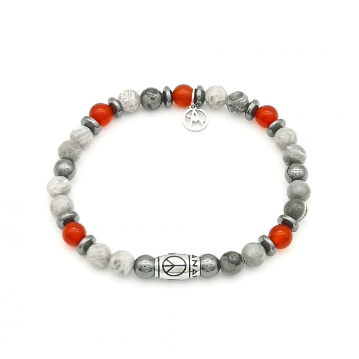 BRACCIALE UOMO CON PERLINE PIETRA - KM2131396B4