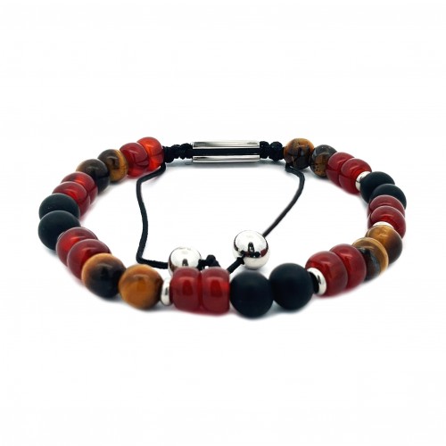 BRACCIALE UOMO CON PERLINE PIETRA - KM23952E143