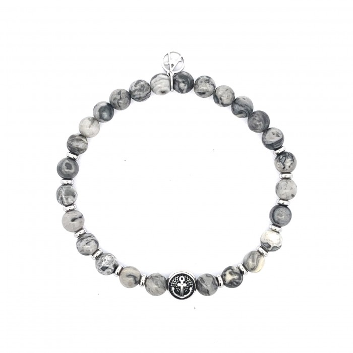 BRACCIALE UOMO CON PERLINE PIETRA - KM23952E147