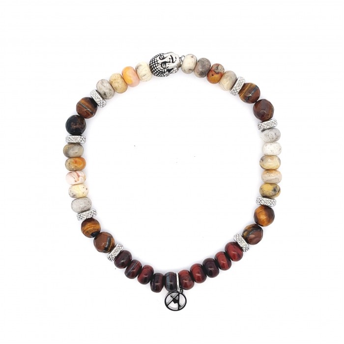 BRACCIALE UOMO CON PERLINE PIETRA E BUDDA - KM2396E139