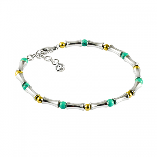 BRACCIALE UOMO BAMBÚ CON PERLINE DI PIETRA - KM241104A911