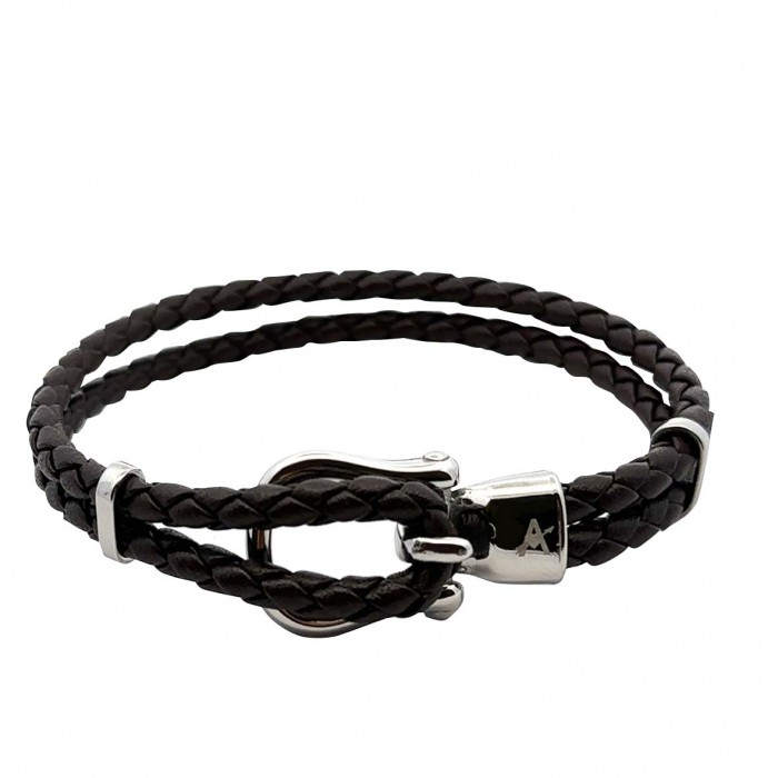  BRACCIALE IN PELLE INTRECCIATA DOPPIA - KM241192A14