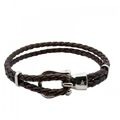  BRACCIALE IN PELLE INTRECCIATA DOPPIA - KM241192A14