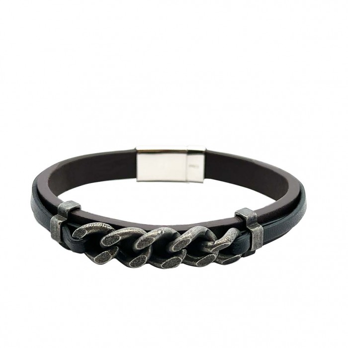  BRACCIALE IN PELLE CON FIBBIA IN ACCIAIO - KM241192A17