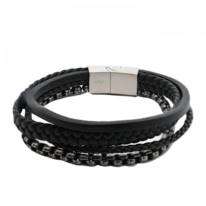 BRACCIALE AMORINO IN PELLE A QUATTRO STRATI - KM24128A20