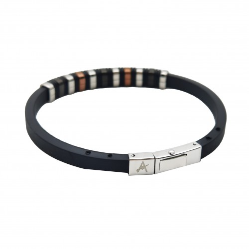 BRACCIALE IN CAUCCIU CON INSERTI IN ACCIAIO - RD2166124C30