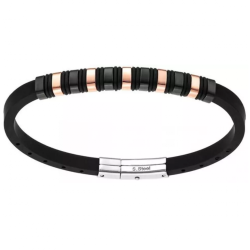 BRACCIALE IN CAUCCIU CON INSERTI IN ACCIAIO - RD2166124C30