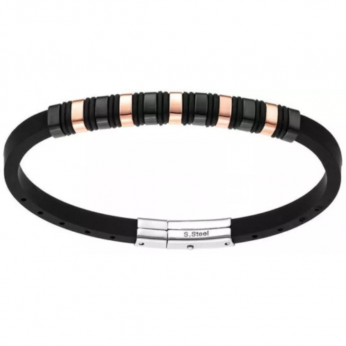 BRACCIALE IN CAUCCIU CON INSERTI IN ACCIAIO - RD2166124C30