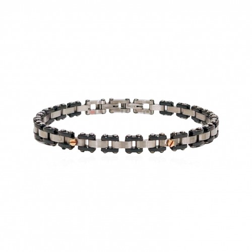 BRACCIALE UOMO CON BORDI IN CERAMICA NERA - RD22713292D116