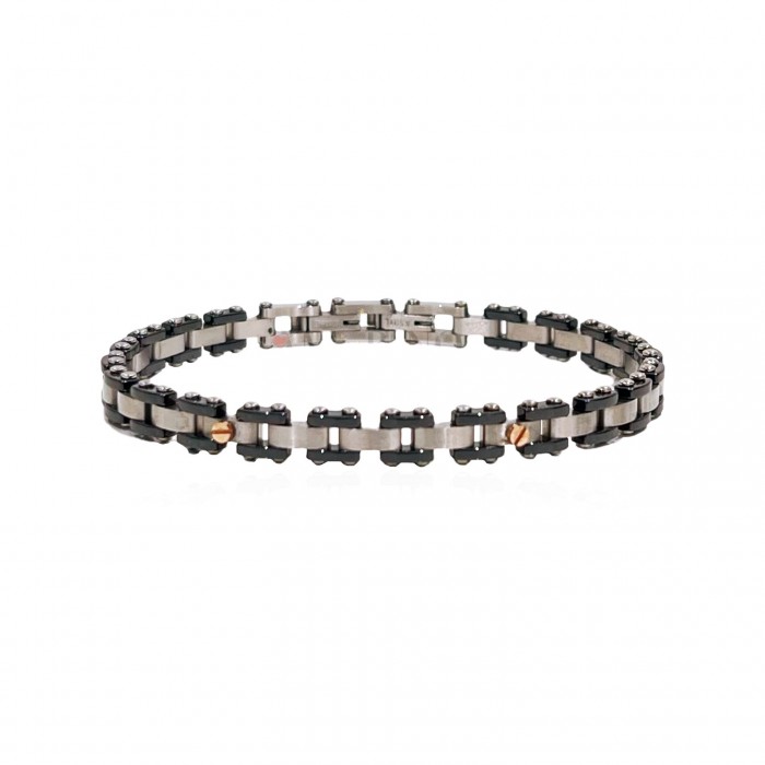 BRACCIALE UOMO CON BORDI IN CERAMICA NERA - RD22713292D116