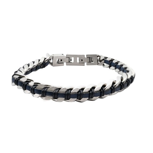 BRACCIALE UOMO A CATENA INTRECCIO IN PELLE - RD24128A189