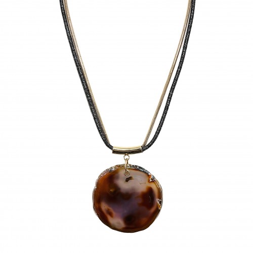 COLLANA DOPPIO CATENA CON PIETRA NATURALE - 20231106