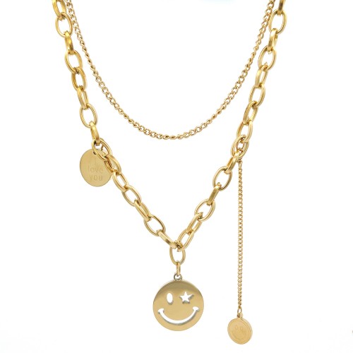 COLLANA DOPPIA CATENA CON EMOJI - DY21121196H37