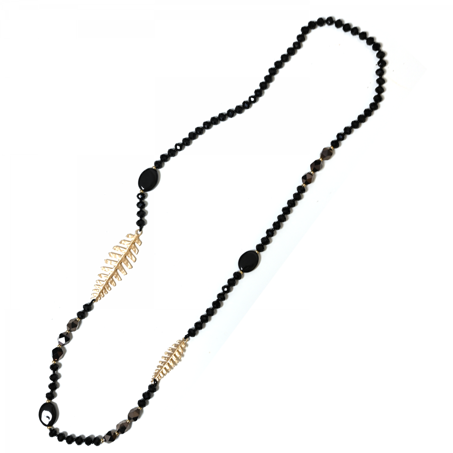 COLLANA LUNGA DI PERLINE IN CRISTALLI E PIETRE CON LISCHE DI PESCE - HZM24144A267