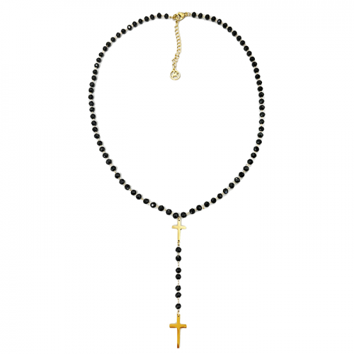 COLLANA A Y CON PERLINE E CROCE - JN211225L41