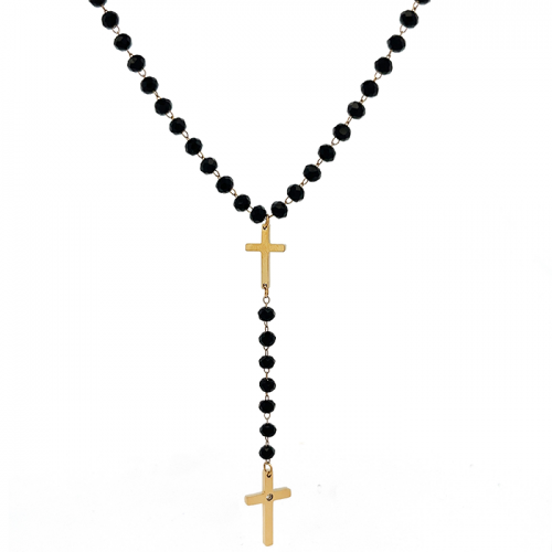 COLLANA A Y CON PERLINE E CROCE - JN211225L41