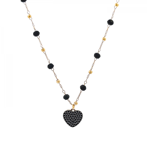 COLLANA DI PERLINE CON CIONDOLO CUORE IN STRASS - JN2136368B25