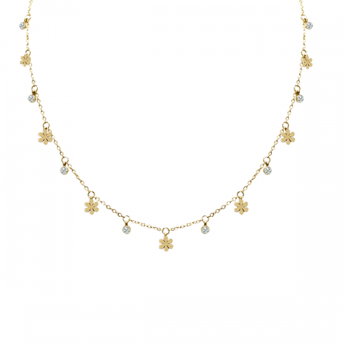 COLLANA CON FIORI MARGHERITA E ZIRCONIA - JN2191100C95