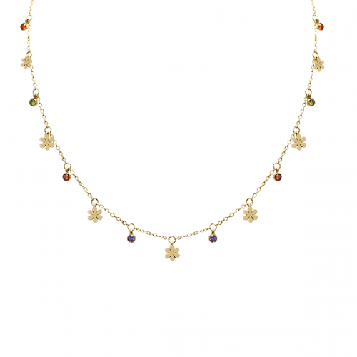 COLLANA CON FIORI MARGHERITA E ZIRCONIA - JN2191100C95