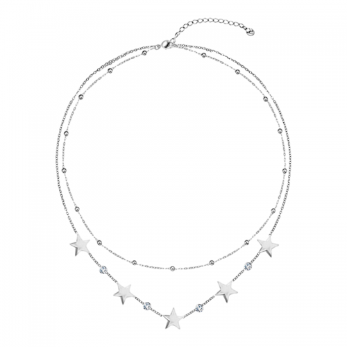 COLLANA GIRACOLLO DOPPIO FILO CON ZIRCONI E STELLE - JN219188D1