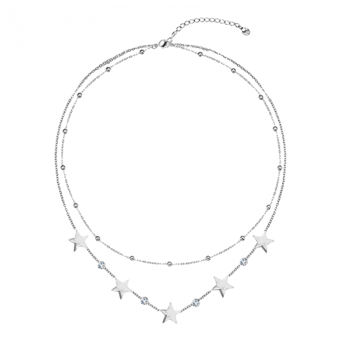 COLLANA GIRACOLLO DOPPIO FILO CON ZIRCONI E STELLE - JN219188D1