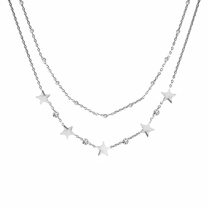 COLLANA GIRACOLLO DOPPIO FILO CON ZIRCONI E STELLE - JN219188D1