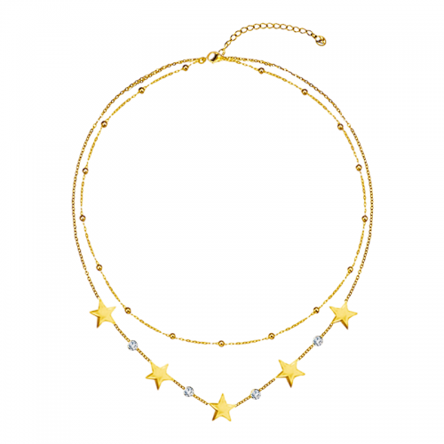 COLLANA GIRACOLLO DOPPIO FILO CON ZIRCONI E STELLE - JN219188D1