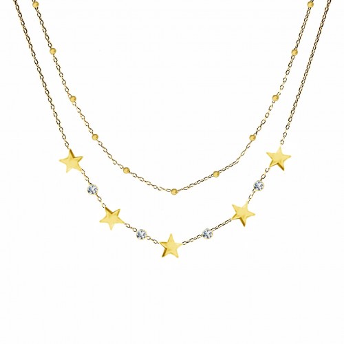 COLLANA GIRACOLLO DOPPIO FILO CON ZIRCONI E STELLA - JN219188D1