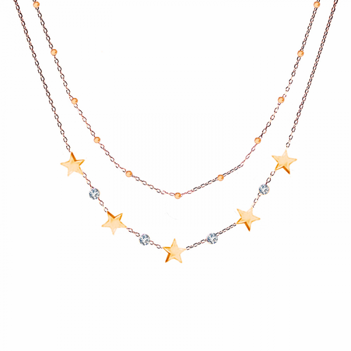 COLLANA GIRACOLLO DOPPIO FILO CON ZIRCONI E STELLE - JN219188D1