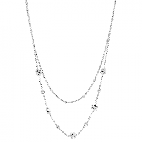 COLLANA DOPPIO CATENA CON FIORE - JN23888E842