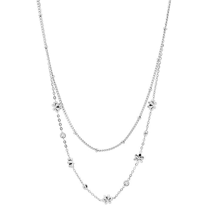 COLLANA DOPPIO CATENA CON FIORE - JN23888E842