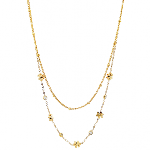 COLLANA DOPPIO CATENA CON FIORE - JN23888E842