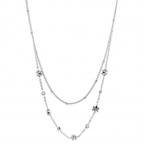 COLLANA DOPPIO CATENA CON FIORE - JN23888E842