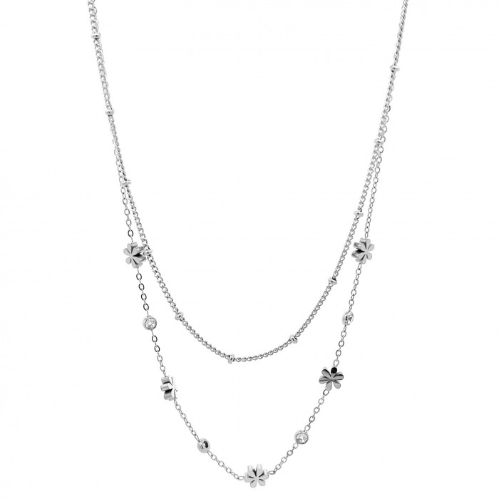 COLLANA DOPPIO CATENA CON FIORE - JN23888E842