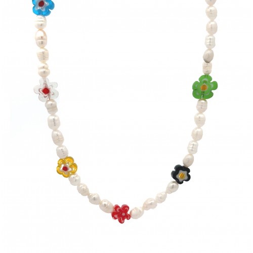 COLLANA CON FIORI E PERLE - MNK211211112G93