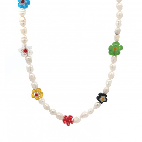 COLLANA CON FIORI E PERLE - MNK211211112G93