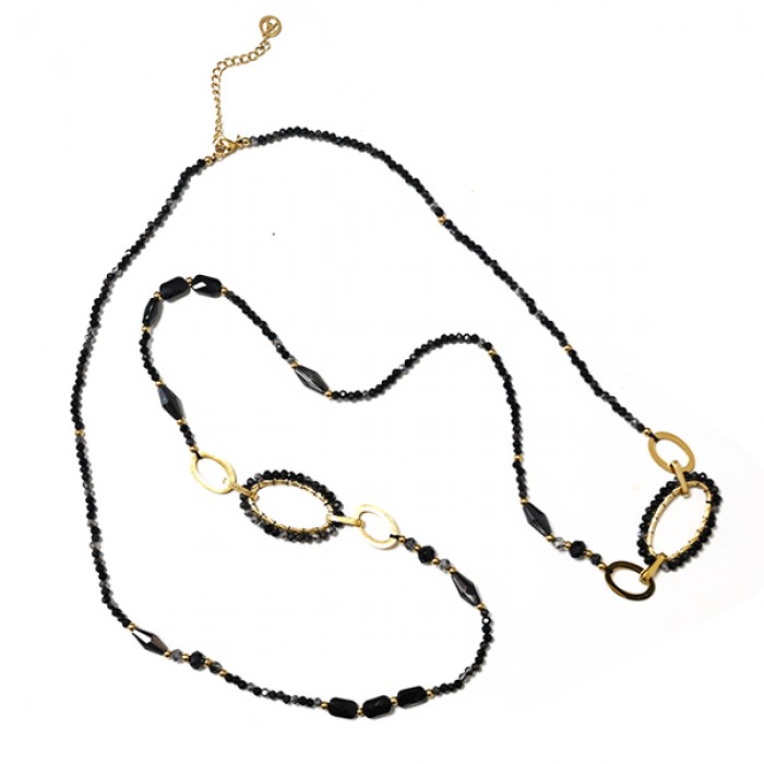 COLLANA LUNGA OVALE CON CRISTALLI - OY24140A424